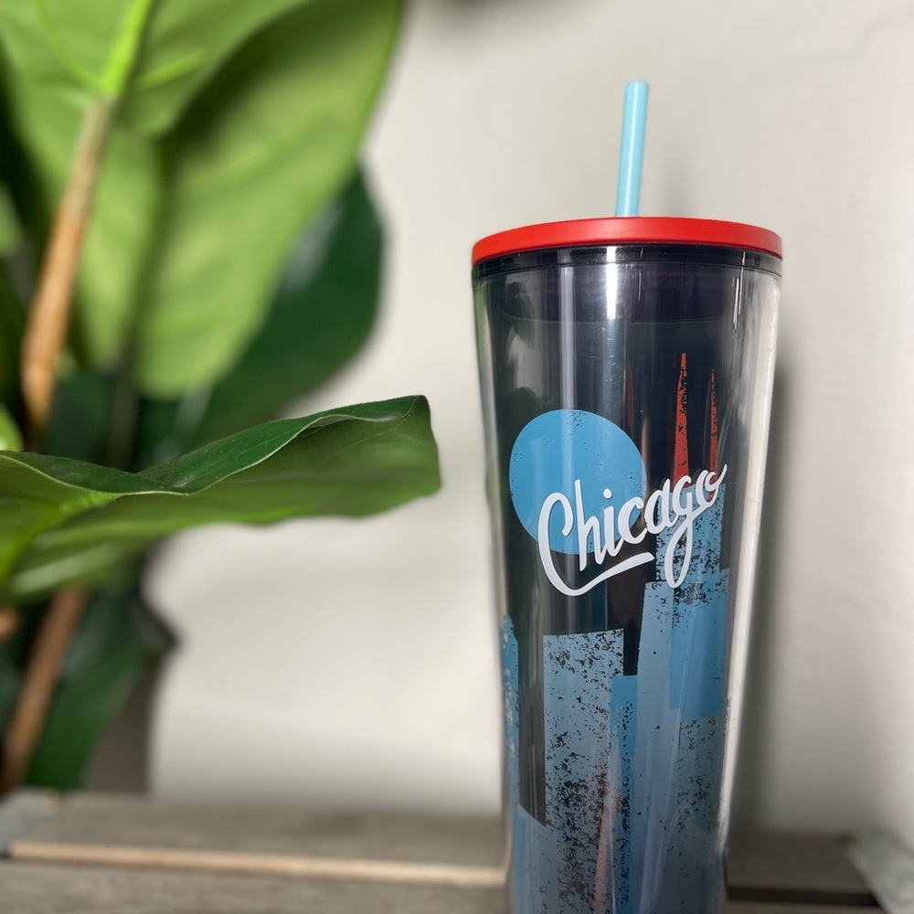 Starbucks Chicago Skyline Tumbler with Straw
